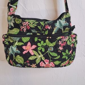 Vera Bradley Hipster Crossbody Botanica Floral Black Green Pink Bag